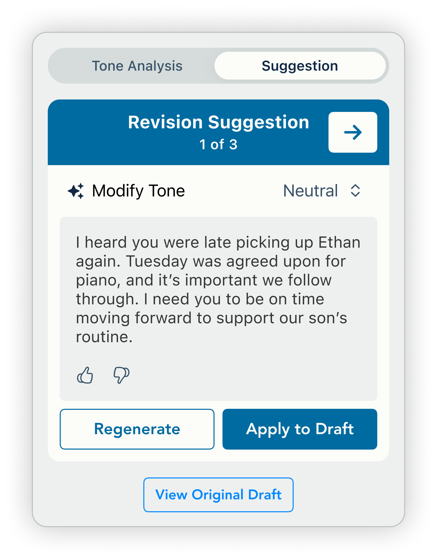 Writing Assistant Suggestion