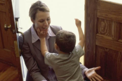 Toddler running to mother for a hug