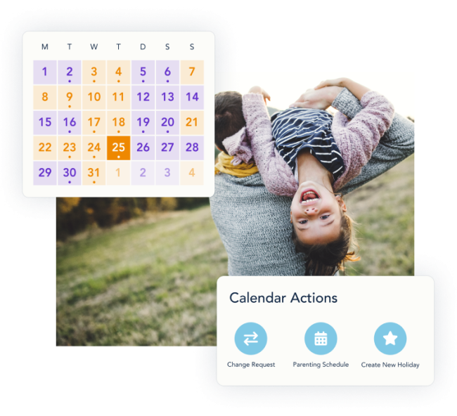 Example of a parenting schedule and features on the OurFamilyWizard Calendar