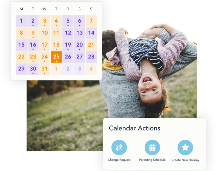 Example of a parenting schedule and features on the OurFamilyWizard Calendar