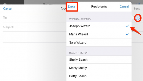Choose recipients to your message.