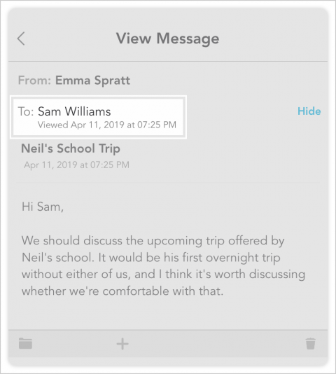 First Viewed History on a Message