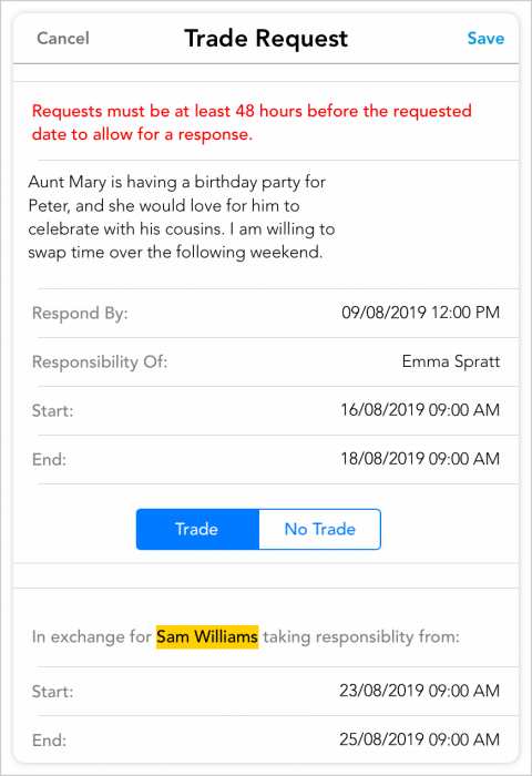 Create a Time Swap Request