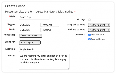 Creating a One-Time Event