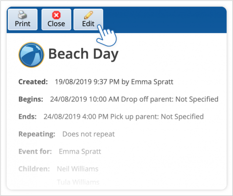 Edit or Delete a One-Time Event