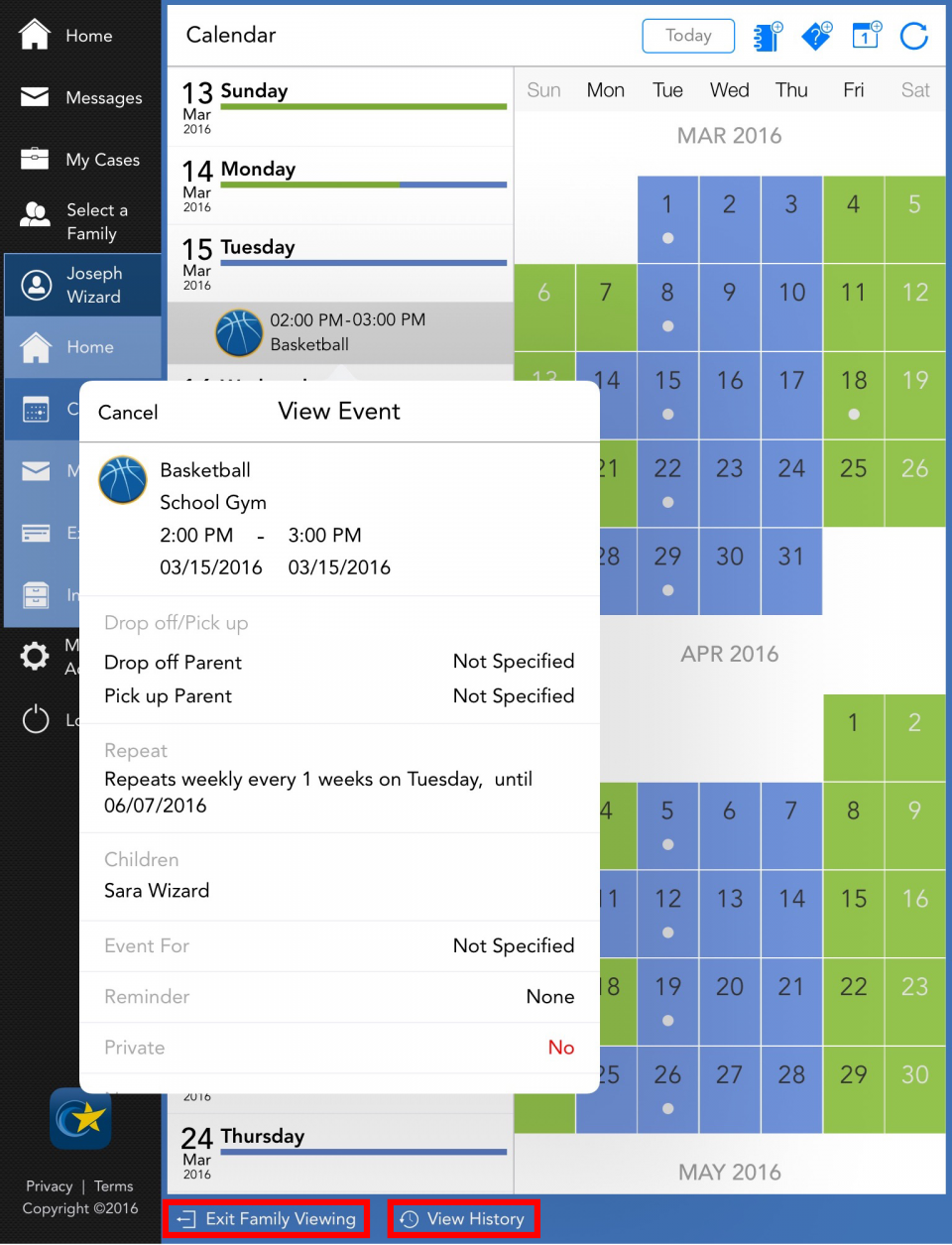 You can view entries, login histories, and more when viewing an account as a parent.