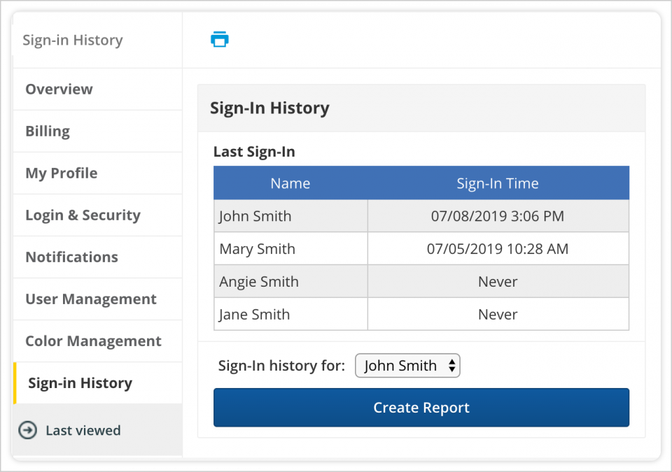 Generating a Sign-In History Report