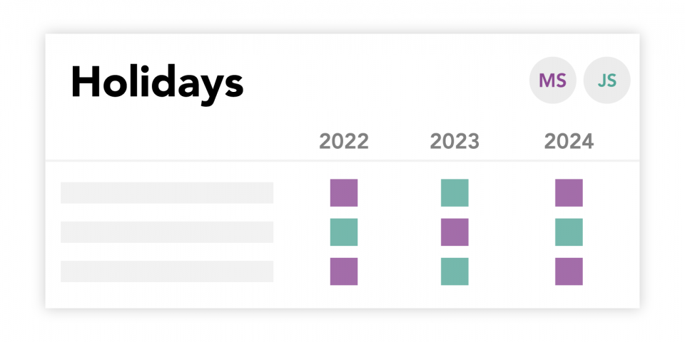 Document holidays clearly and easily with the OFW holiday planner tool.