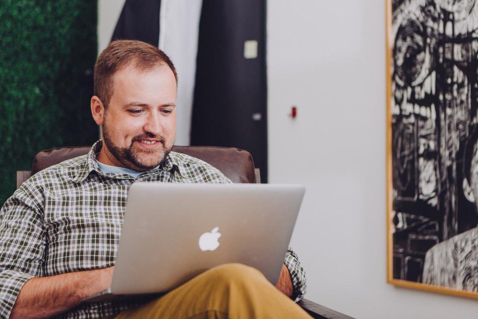 man working on computer