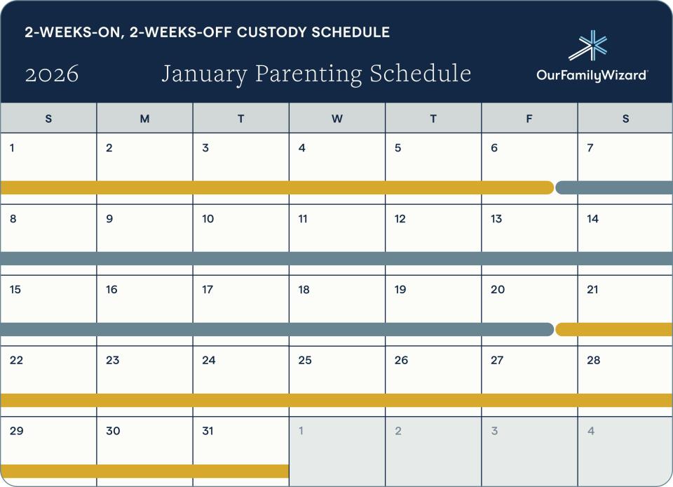 Every-2-weeks alternating custody schedule image